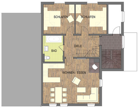 Grundriss der Ferienwohnung Löwenzahn - Obergeschoss